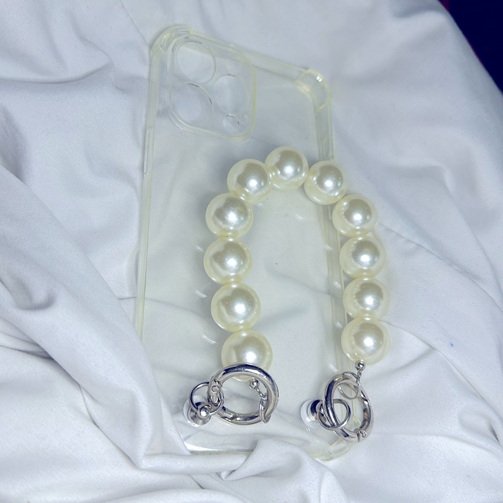 iPhone 13 Pro Max Case large pearl wristlet